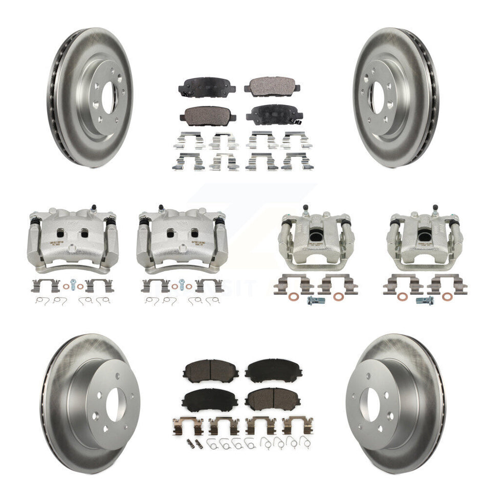 Front Rear Disc Brake Caliper Coated Rotors And Ceramic Pads Kit (10Pc) For Nissan Rogue KCG-100959T