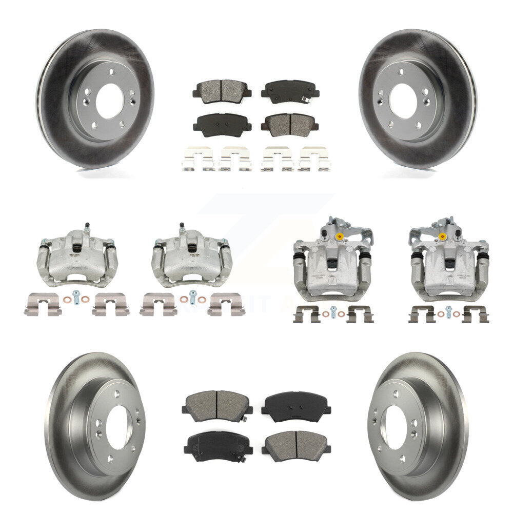 Front Rear Brake Caliper Coat Rotors Semi-Metallic Pad Kit (10Pc) For Hyundai Elantra GT KCG-100960S
