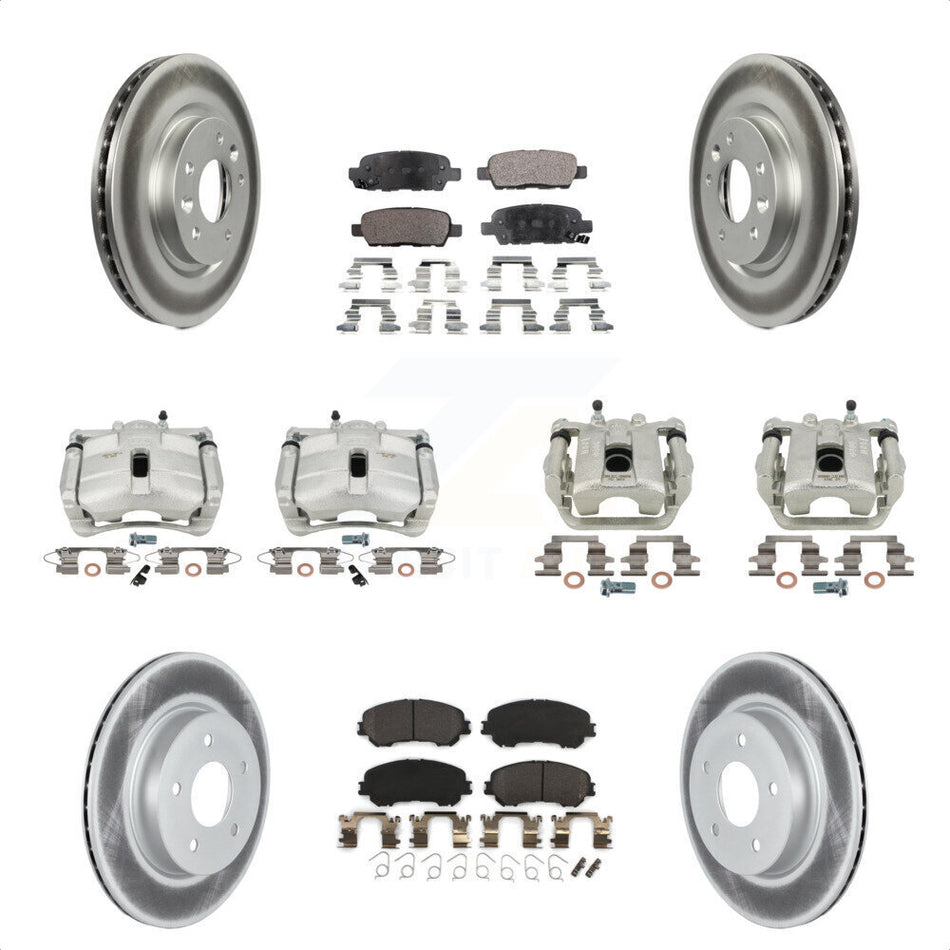 Front Rear Disc Brake Caliper Coated Rotors And Semi-Metallic Pads Kit (10Pc) For 2019 Nissan Rogue Sport SL With Manual Parking KCG-100961P by Transit Auto