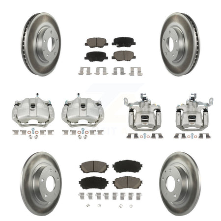 Front Rear Disc Brake Caliper Coated Rotors And Ceramic Pads Kit (10Pc) For Mazda 6 KCG-100962C