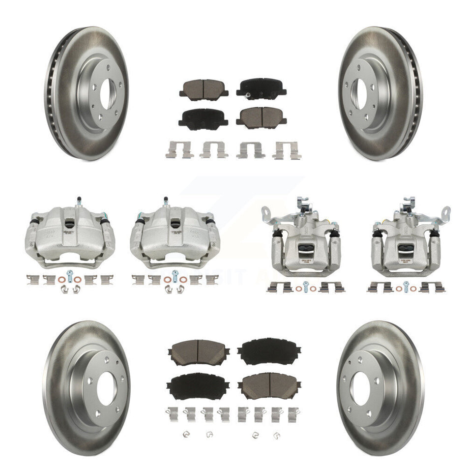 Front Rear Disc Brake Caliper Coated Rotors And Ceramic Pads Kit (10Pc) For Mazda 6 KCG-100962C