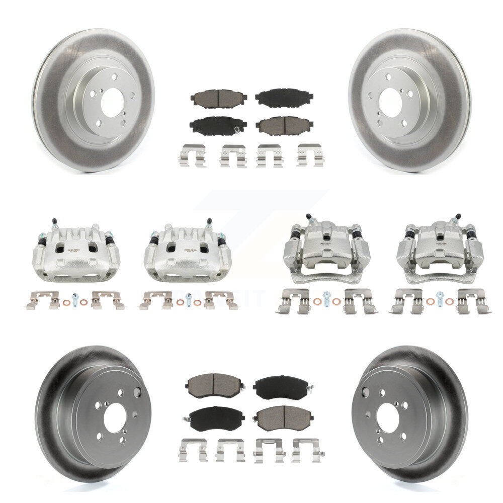 Front Rear Brake Caliper Coat Rotor & Ceramic Pad Kit (10Pc) For Subaru Impreza Forester KCG-100963C