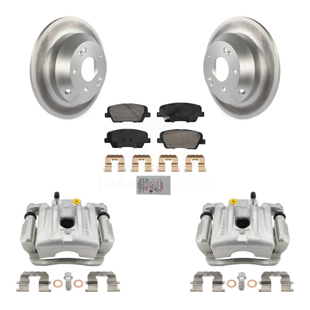 Rear Disc Brake Caliper Coat Rotors And Ceramic Pad Kit For Hyundai Santa Fe Kia Sorento KCG-100963N