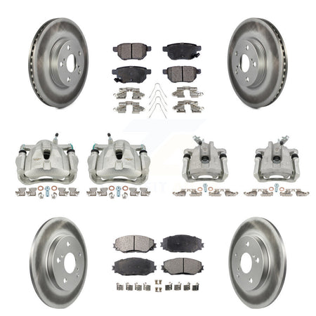 Front Rear Disc Brake Caliper Coated Rotors And Ceramic Pad Kit (10Pc) For Toyota Matrix KCG-100963T