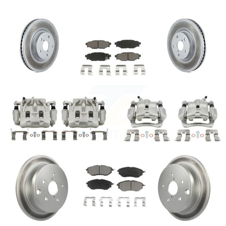 Front Rear Disc Brake Caliper Coated Rotors And Ceramic Pads Kit (10Pc) For Subaru WRX KCG-100964C