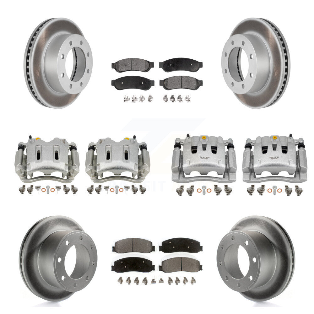 Front Rear Brake Caliper Coat Rotors & Semi-Metallic Pad Kit (10Pc) For Ford F-250 Super KCG-100964P