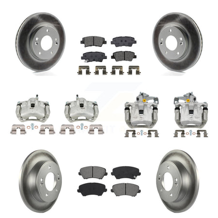 Front Rear Brake Caliper Coat Rotor & Semi-Metallic Pad Kit (10Pc) For Kia Forte Hyundai KCG-100964S