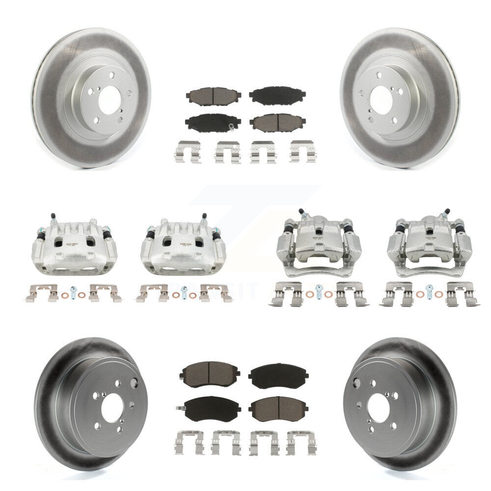 Front Rear Brake Caliper Coat Rotor & Ceramic Pad Kit (10Pc) For Subaru Impreza Forester KCG-100965C