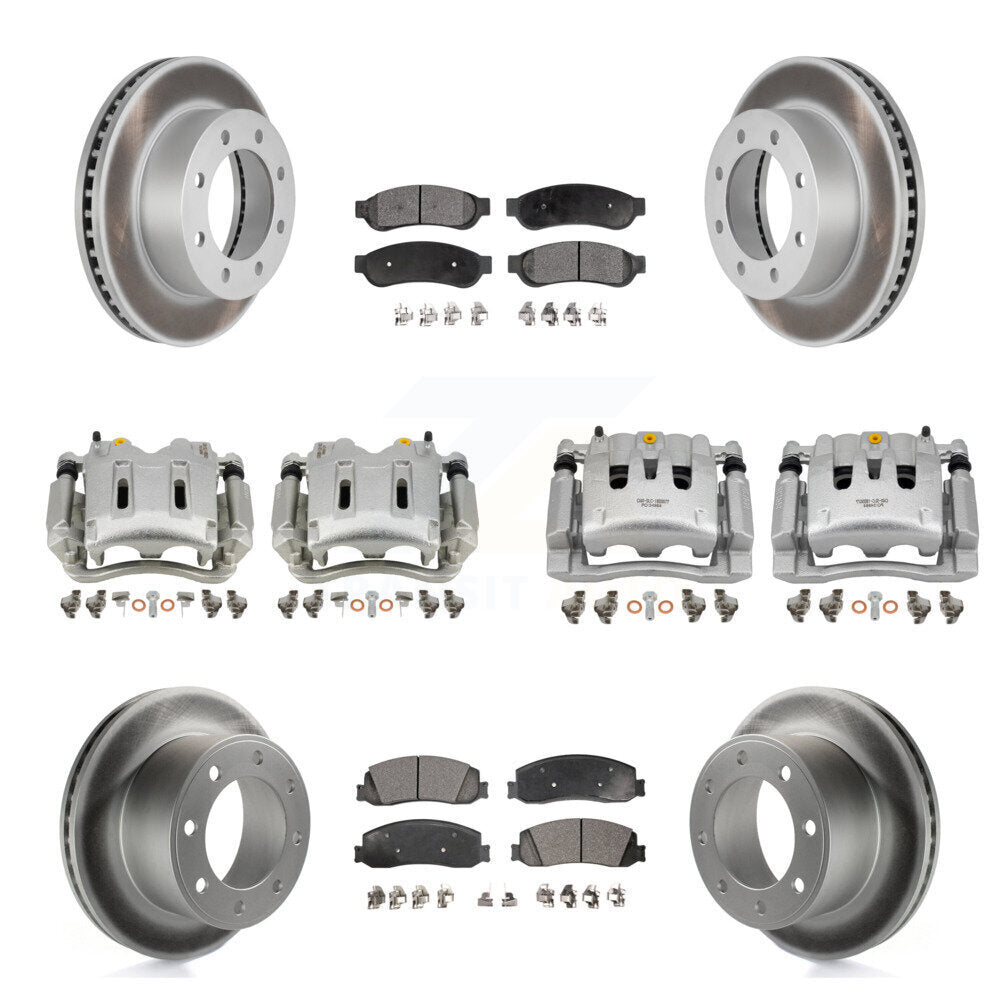 Front Rear Brake Caliper Coat Rotors & Semi-Metallic Pad Kit (10Pc) For Ford F-350 Super KCG-100965P