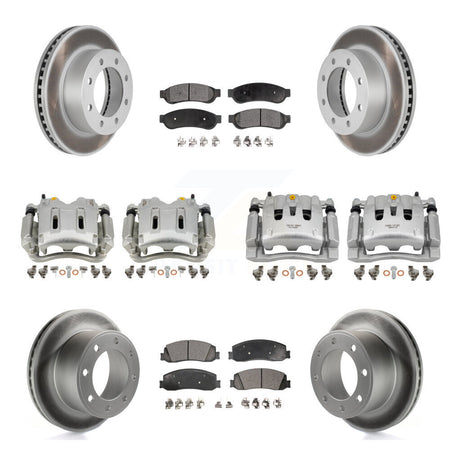 Front Rear Brake Caliper Coat Rotors & Semi-Metallic Pad Kit (10Pc) For Ford F-350 Super KCG-100965P