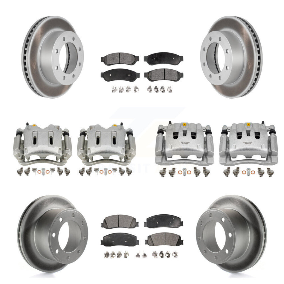 Front Rear Brake Caliper Coat Rotors & Semi-Metallic Pad Kit (10Pc) For Ford F-350 Super KCG-100965P