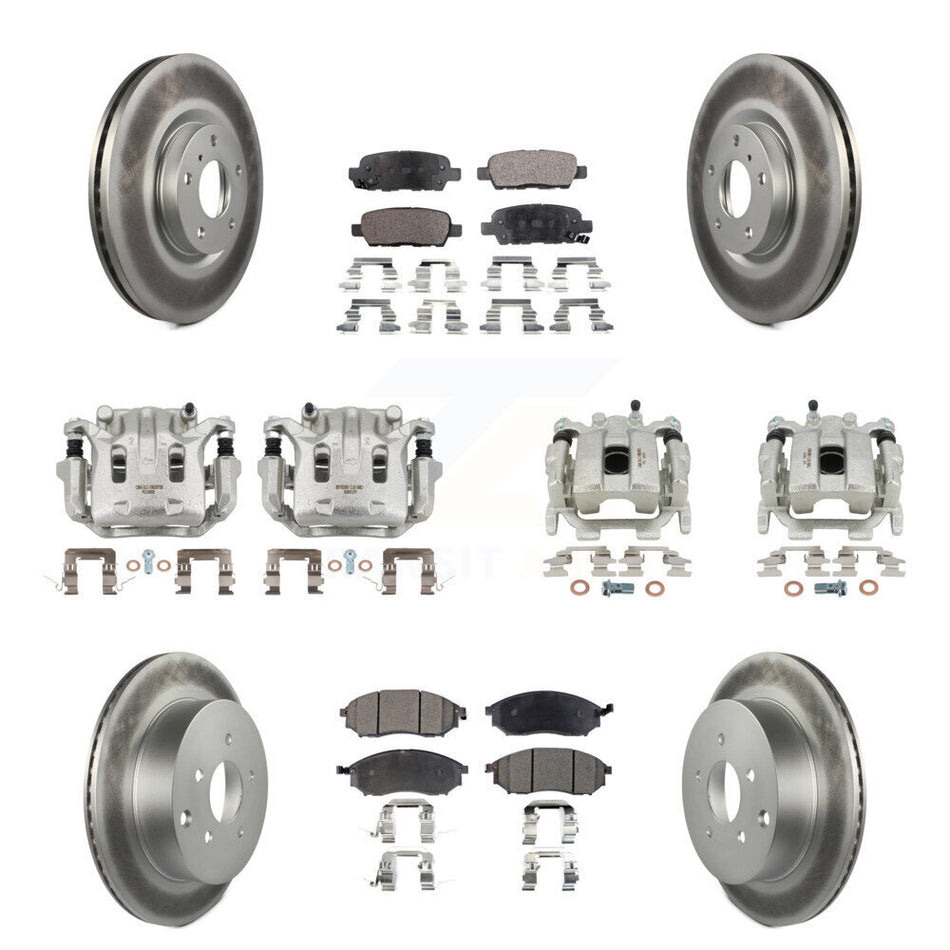 Front Rear Disc Brake Caliper Coated Rotors And Ceramic Pad Kit (10Pc) For INFINITI QX70 KCG-100966T