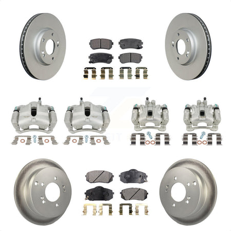 Front Rear Disc Brake Caliper Coated Rotors And Semi-Metallic Pads Kit (10Pc) For Hyundai Tucson Kia Sportage KCG-100967P by Transit Auto