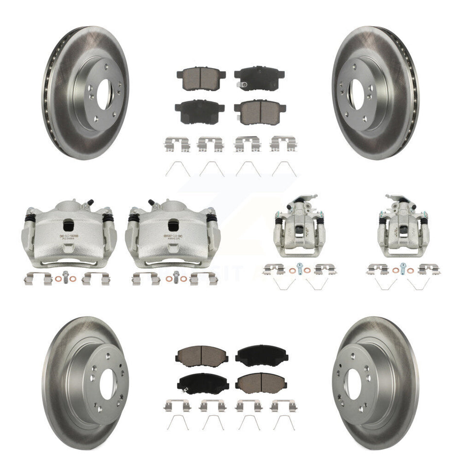 Front Rear Brake Caliper Coat Rotor Ceramic Pad Kit (10Pc) For Honda Accord LX with 2.4L KCG-100968C