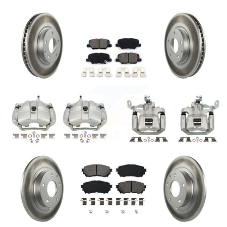 Front Rear Disc Brake Caliper Coated Rotors And Semi-Metallic Pad Kit (10Pc) For Mazda 6 KCG-100968S