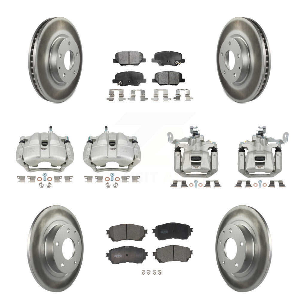 Front Rear Disc Brake Caliper Coated Rotors And Ceramic Pads Kit (10Pc) For Mazda 6 KCG-100969T
