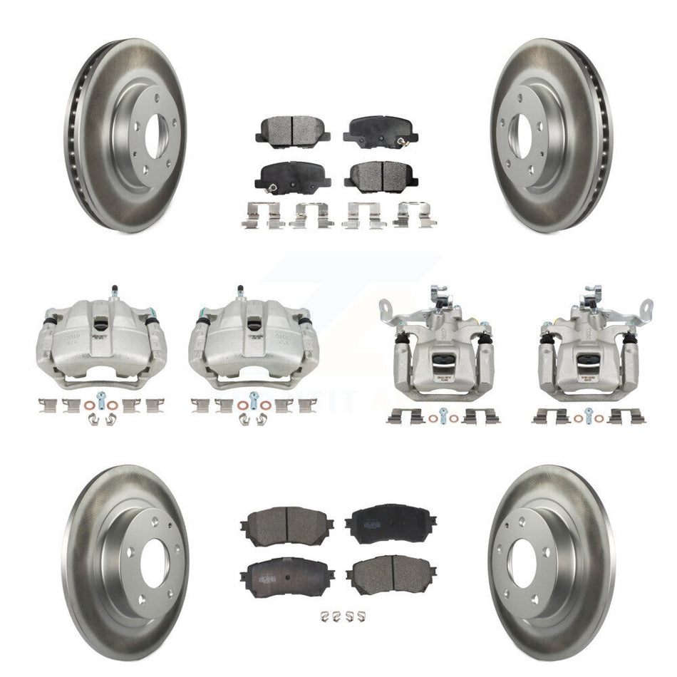 Front Rear Disc Brake Caliper Coated Rotors And Ceramic Pads Kit (10Pc) For Mazda 6 KCG-100969T