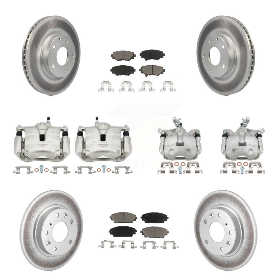 Front Rear Disc Brake Caliper Coat Rotor & Ceramic Pad Kit (10Pc) For Mazda 3 Sport 2.5L KCG-100970C