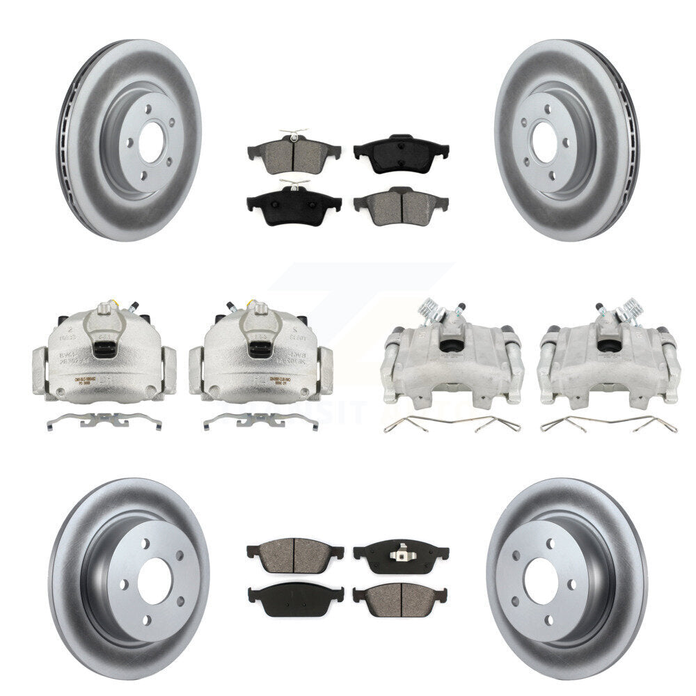 Front Rear Disc Brake Caliper Coat Rotors & Semi-Metallic Pad Kit (10Pc) For Ford Escape KCG-100971S