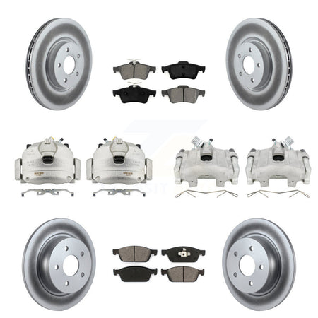 Front Rear Disc Brake Caliper Coat Rotors & Semi-Metallic Pad Kit (10Pc) For Ford Escape KCG-100971S