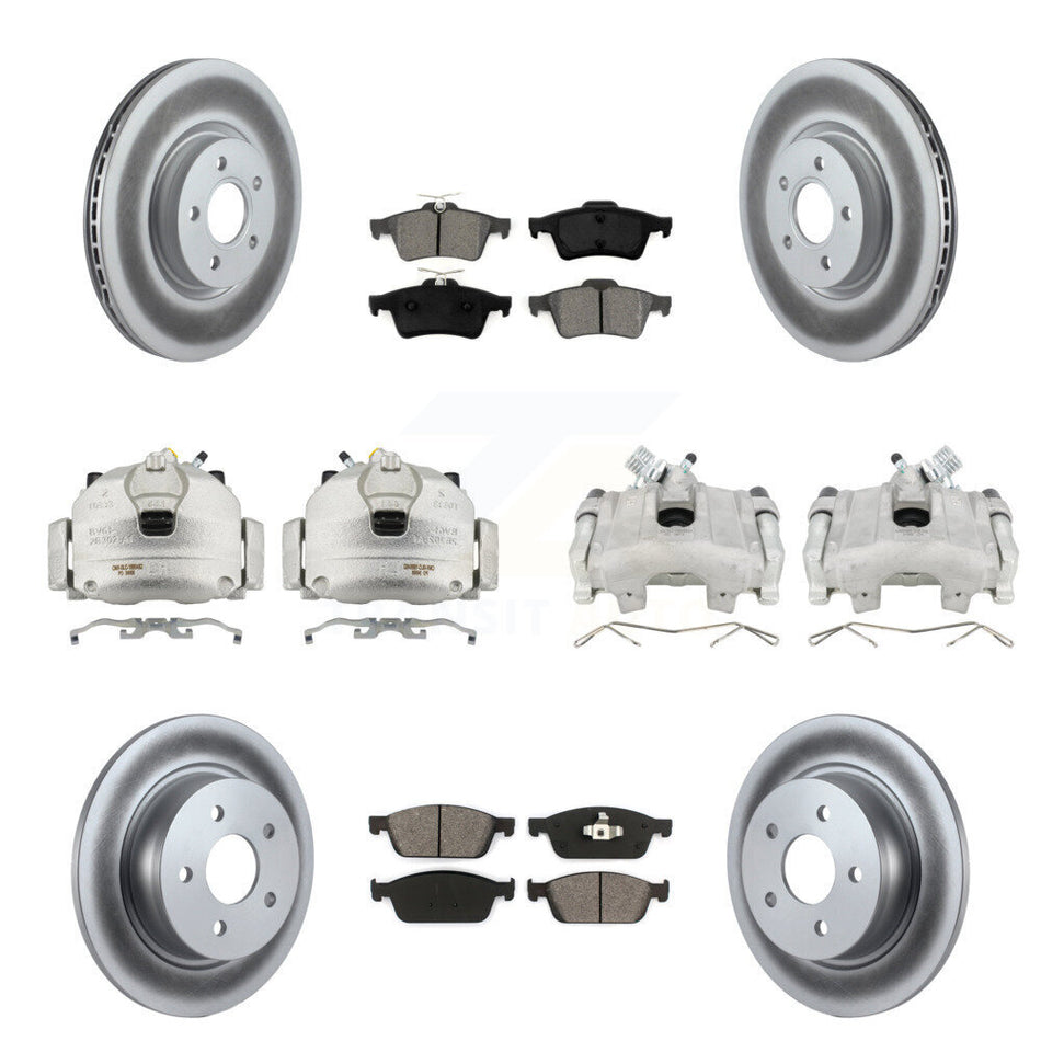 Front Rear Disc Brake Caliper Coat Rotors & Semi-Metallic Pad Kit (10Pc) For Ford Escape KCG-100971S