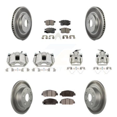 Front Rear Disc Brake Caliper Coated Rotors And Ceramic Pads Kit (10Pc) For Honda Accord KCG-100971T