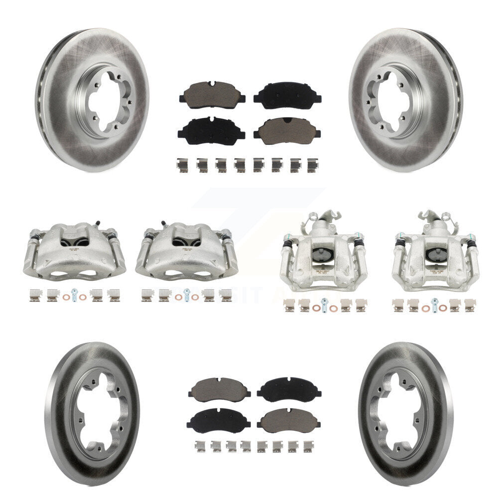 Front Rear Disc Brake Caliper Coat Rotor And Ceramic Pad Kit (10Pc) For Ford Transit-250 KCG-100972C