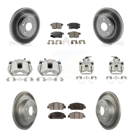 Front Rear Disc Brake Caliper Coated Rotors And Ceramic Pads Kit (10Pc) For Honda Accord KCG-100972T