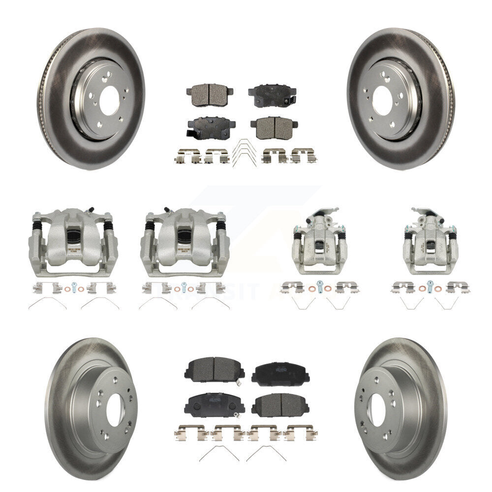 Front Rear Disc Brake Caliper Coated Rotors And Ceramic Pads Kit (10Pc) For Honda Accord KCG-100973T