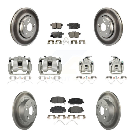 Front Rear Disc Brake Caliper Coated Rotors And Ceramic Pads Kit (10Pc) For Honda Accord KCG-100973T