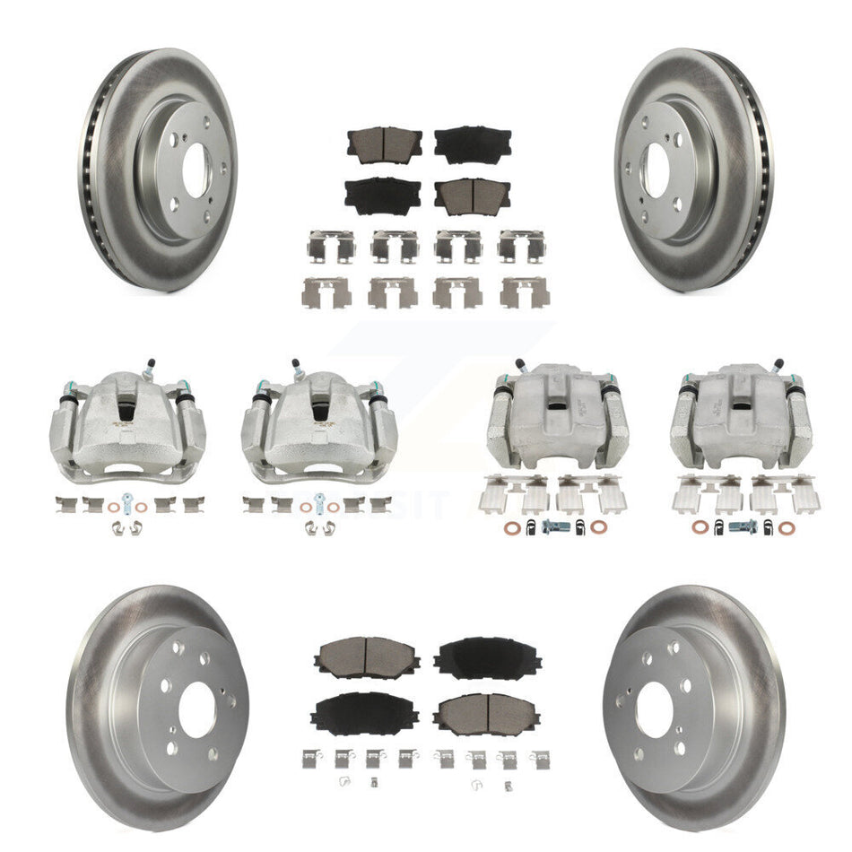 Front Rear Disc Brake Caliper Coated Rotor And Ceramic Pad Kit (10Pc) For Toyota RAV4 LE KCG-100974C