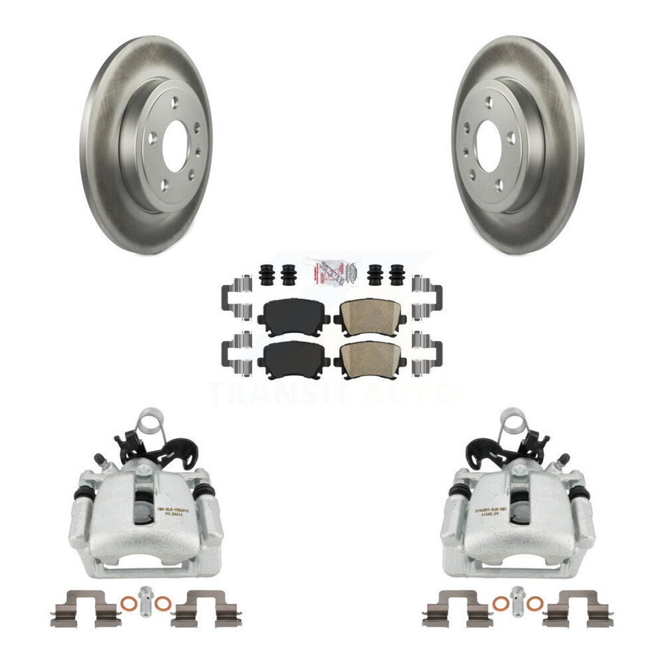 Rear Disc Brake Caliper Coated Rotors And Ceramic Pads Kit For Audi A4 Quattro KCG-100974N