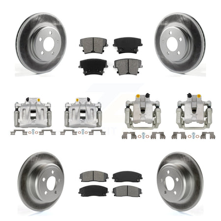 Front Rear Brake Caliper Coat Rotors Semi-Metallic Pad Kit (10Pc) For Dodge Chrysler 300 KCG-100974S