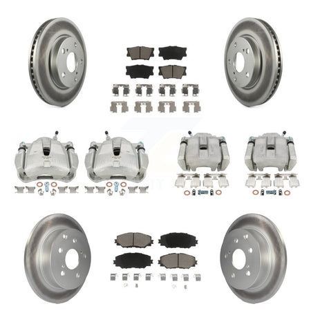 Front Rear Disc Brake Caliper Coated Rotor And Ceramic Pad Kit (10Pc) For Toyota RAV4 LE KCG-100975C