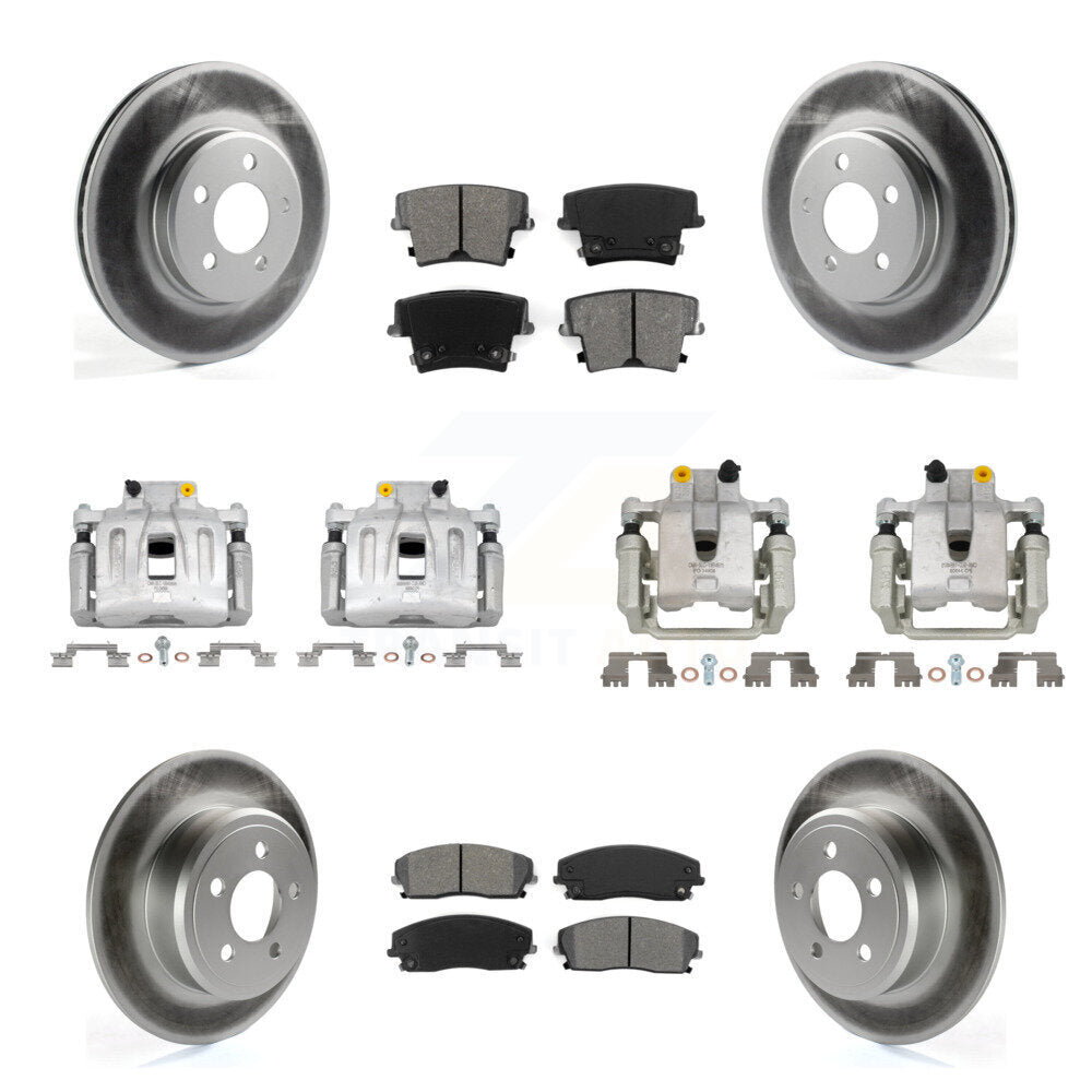 Front Rear Brake Caliper Coat Rotors Semi-Metallic Pad Kit (10Pc) For Chrysler 300 Dodge KCG-100975S