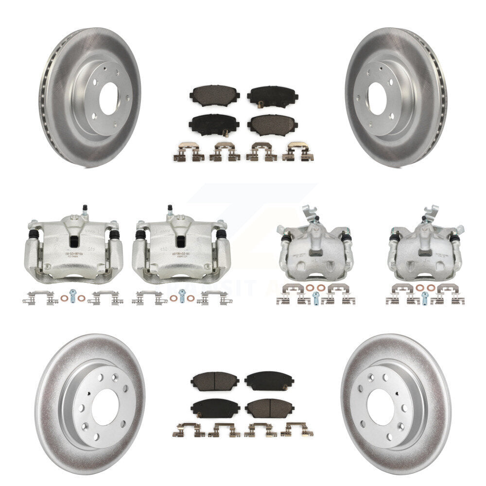 Front Rear Disc Brake Caliper Coat Rotor & Ceramic Pad Kit (10Pc) For Mazda 3 Sport 2.5L KCG-100975T