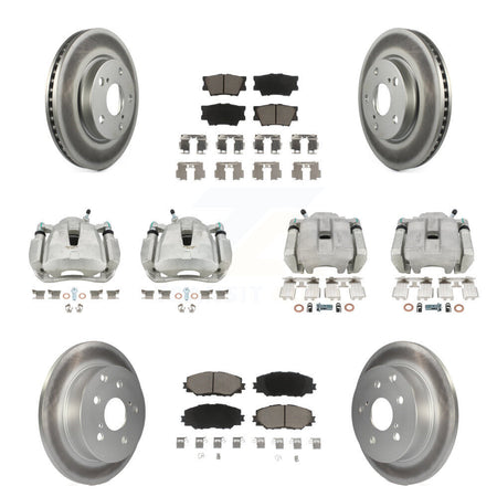 Front Rear Brake Caliper Coat Rotors Ceramic Pad Kit (10Pc) For 2014-2015 Toyota RAV4 LE KCG-100976C
