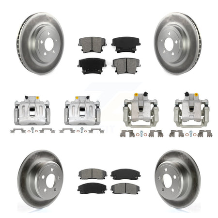 Front Rear Disc Brake Caliper Coat Rotors Semi-Metallic Pad Kit (10Pc) For Dodge Charger KCG-100976S