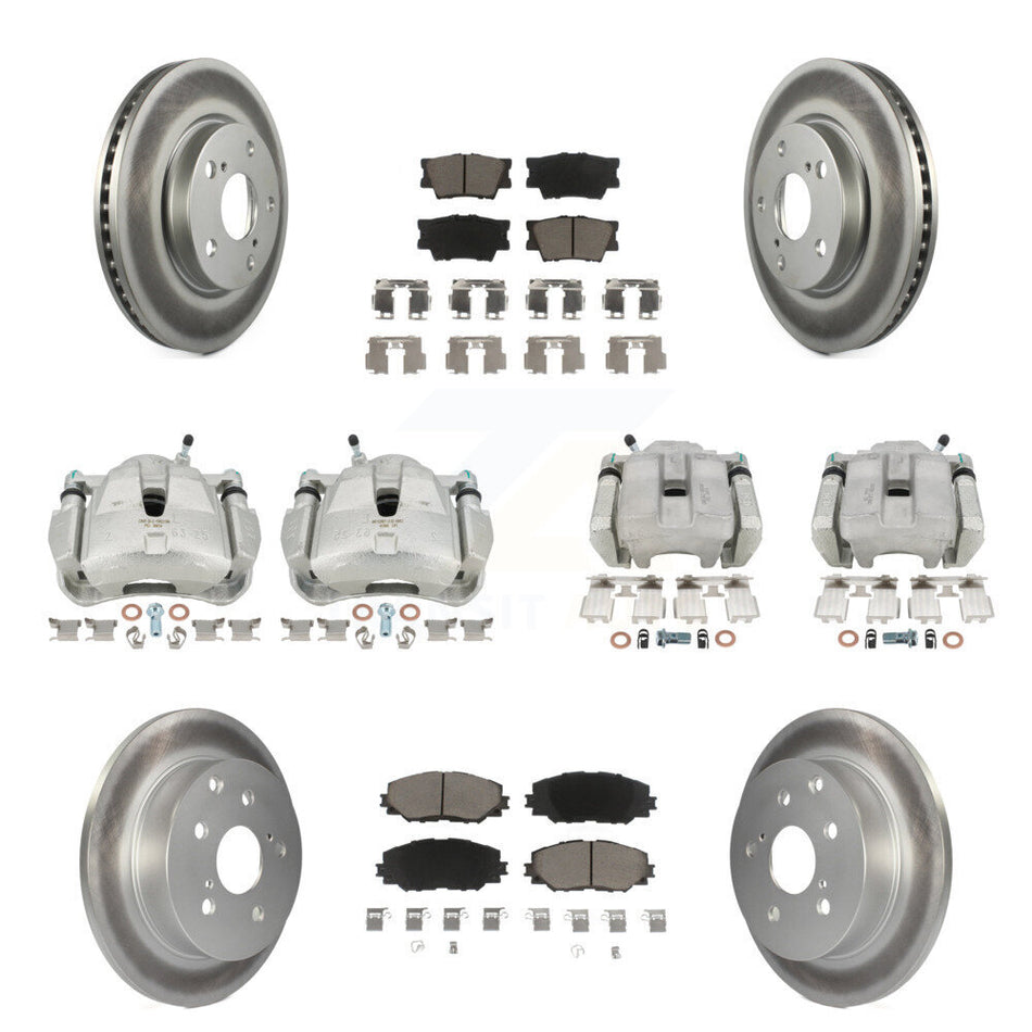 Front Rear Brake Caliper Coat Rotors Ceramic Pad Kit (10Pc) For 2014-2015 Toyota RAV4 LE KCG-100977C