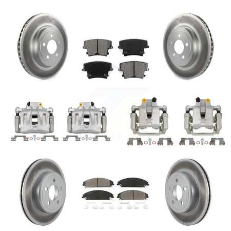 Front Rear Disc Brake Caliper Coat Rotor & Semi-Metallic Pad Kit (10Pc) For Chrysler 300 KCG-100977S