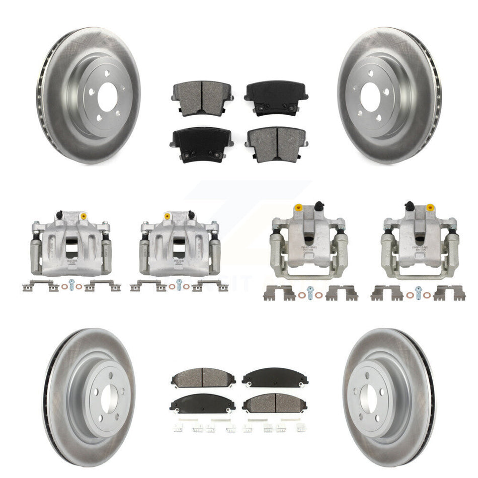 Front Rear Brake Caliper Coat Rotors Semi-Metallic Pad Kit (10Pc) For Dodge Charger 3.6L KCG-100978S