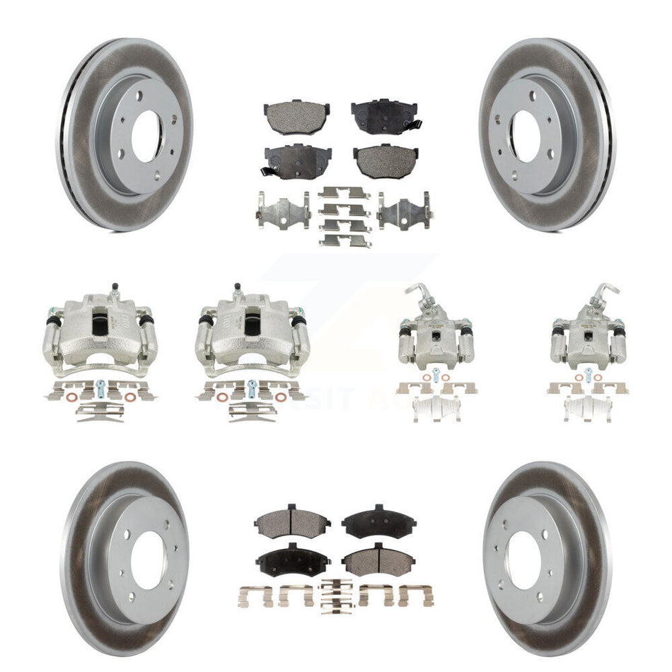 Front Rear Disc Brake Caliper Coated Rotors And Semi-Metallic Pads Kit (10Pc) For Hyundai Elantra rear brakes KCG-100979P