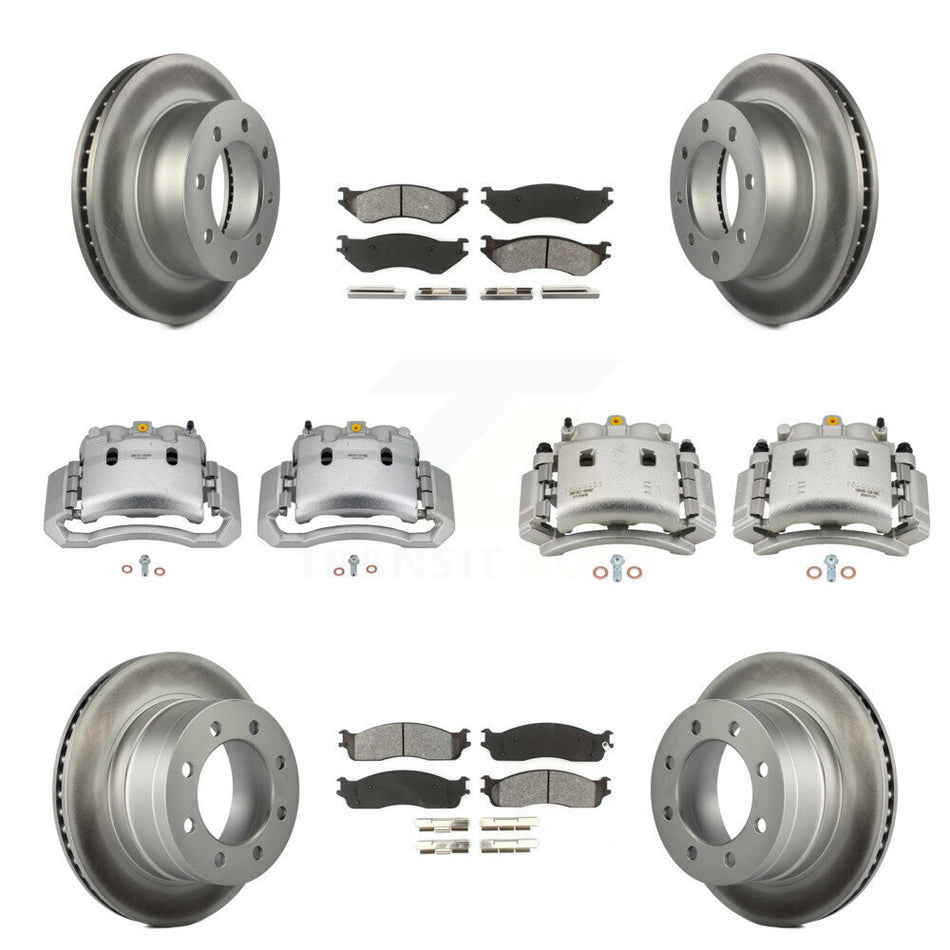 Front Rear Disc Brake Caliper Coat Rotor Semi-Metallic Pad Kit (10Pc) For Dodge Ram 3500 KCG-100979S