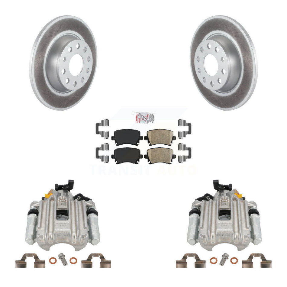 Rear Disc Brake Caliper Coated Rotors And Ceramic Pads Kit For Volkswagen Jetta With 286mm Diameter Rotor 7th 8th Digit Of VIN Is "1K" KCG-100980N