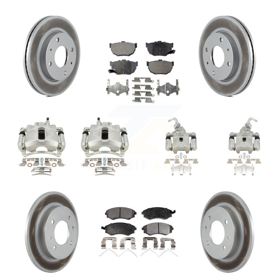 Front Rear Disc Brake Caliper Coated Rotors And Semi-Metallic Pads Kit (10Pc) For 2002 Hyundai Elantra rear brakes To 10 31 01 KCG-100980P