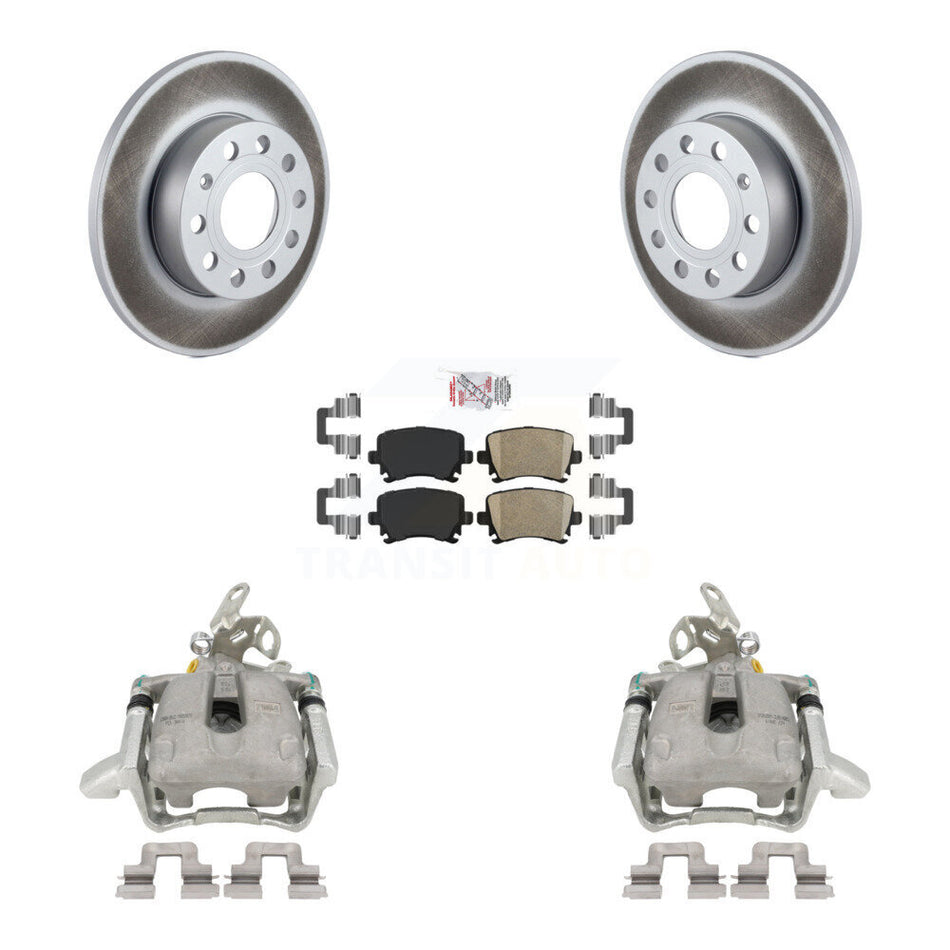 Rear Disc Brake Caliper Coated Rotors And Ceramic Pads Kit For Volkswagen Jetta Rabbit KCG-100981N