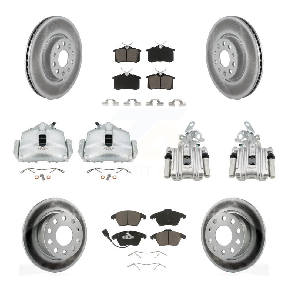 Front Rear Disc Brake Caliper Coat Rotors & Ceramic Pad Kit (10Pc) For Volkswagen Beetle KCG-100982C