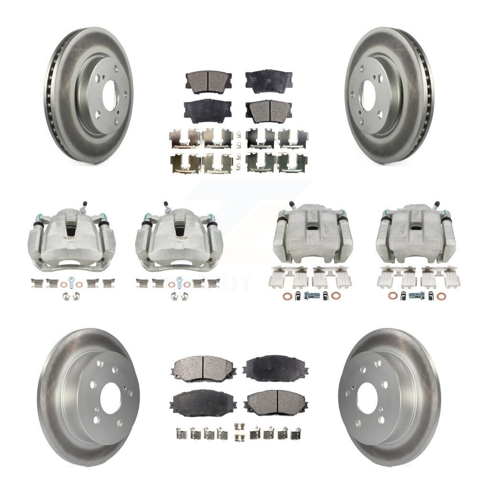 Front Rear Brake Caliper Coat Rotors Ceramic Pad Kit (10Pc) For 2014-2015 Toyota RAV4 LE KCG-100982T