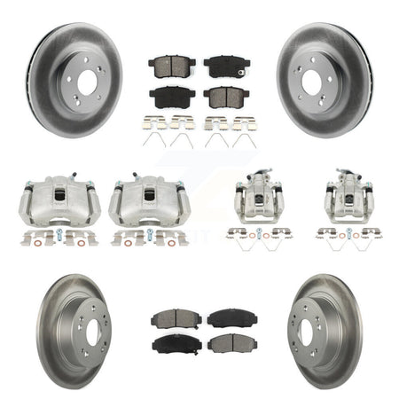 Front Rear Brake Caliper Coat Rotors Semi-Metallic Pad Kit (10Pc) For Honda Accord Acura KCG-100983S