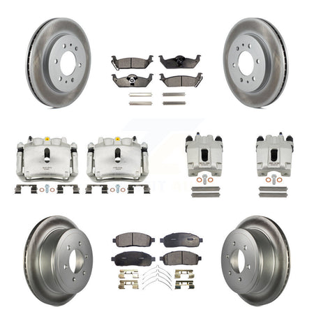 Front Rear Disc Brake Caliper Coat Rotor And Semi-Metallic Pad Kit (10Pc) For Ford F-150 KCG-100984P